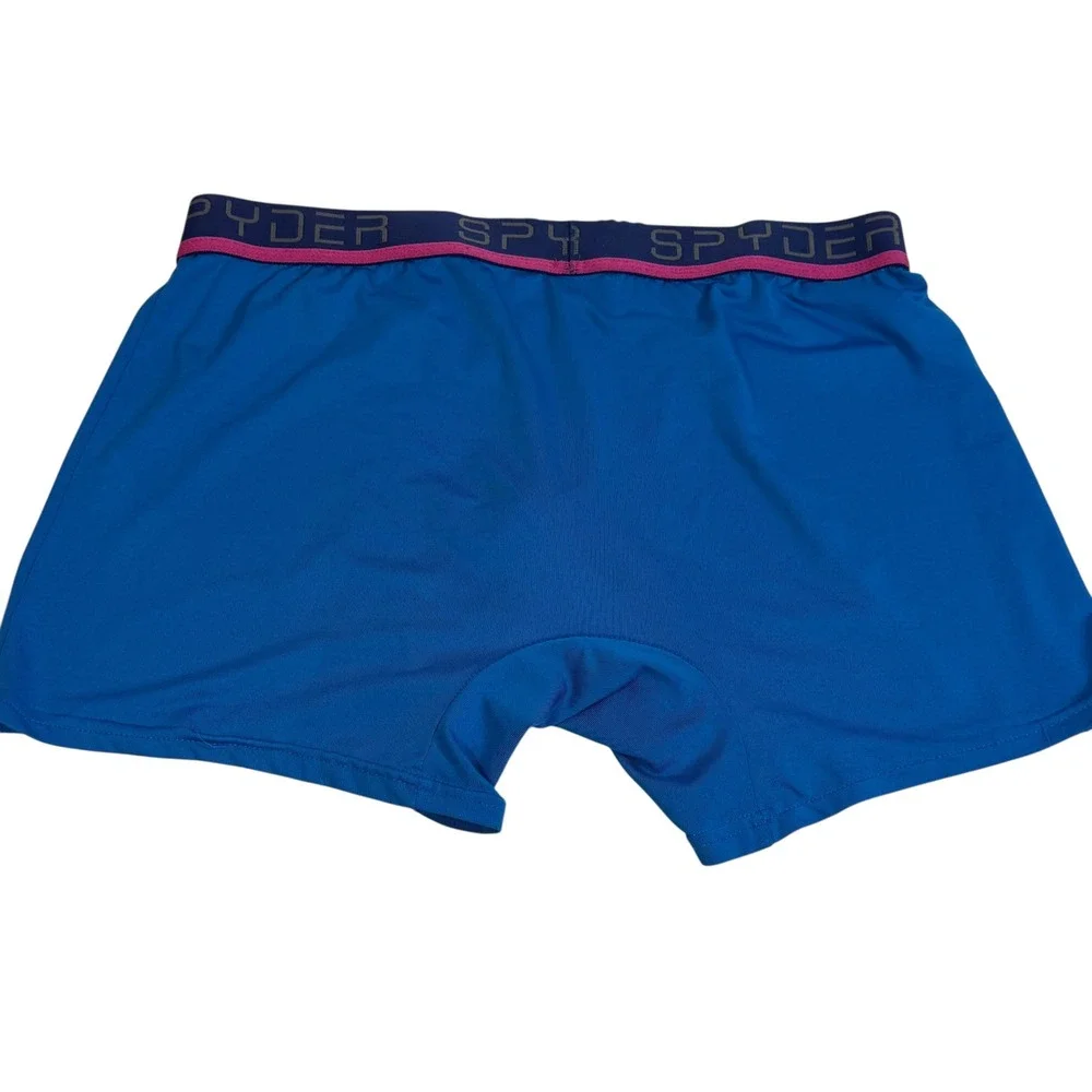 Spyder Mens Performance Boxer‎ Briefs Blue Elastic Logo Waistband Size Large